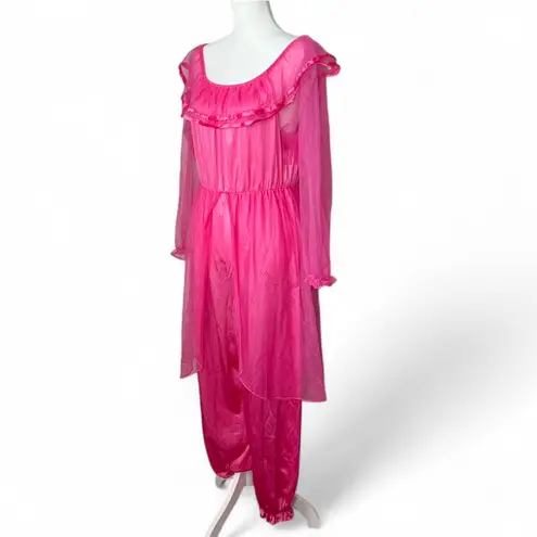 Vintage Lingerie Sleep Romper Pink Size M