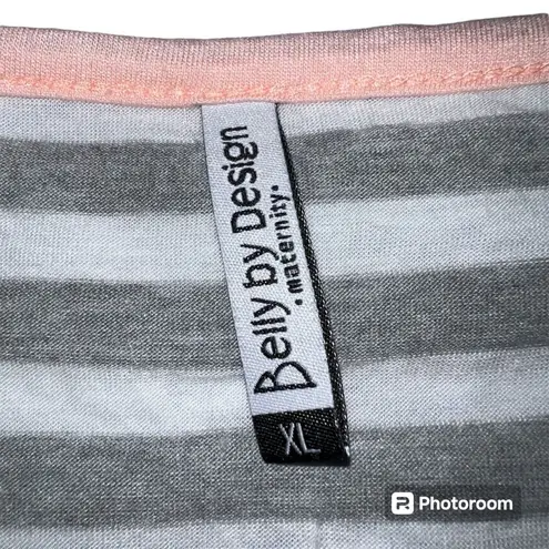 Belly by Design Womens Maternity T Shirt Top Striped Gray White Pink Ruched XL Size undefined