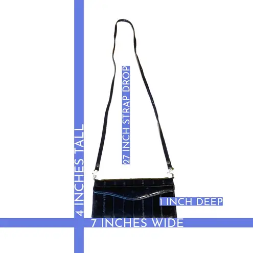 VINTAGE LEE SANDS BLUE EEL SKIN SMALL CROSSBODY WALLET BAG