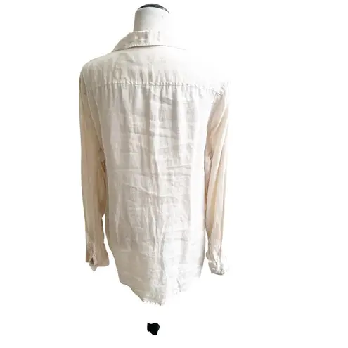 Club Room Luxury 100% Linen Button Down Long Sleeve Light Beige Coastal Boho Size M