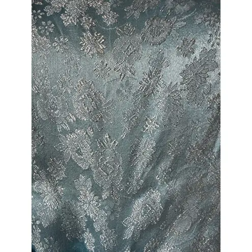 Vintage OOAK Jacquard blue sleeveless retro midi dress gemstone belt M Size M