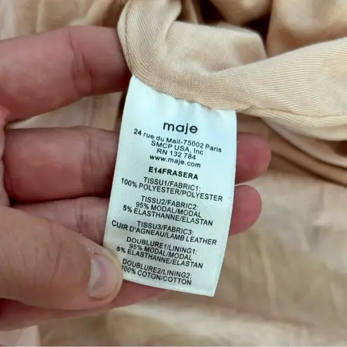 Maje frasera pink pleated v-neck mini dress new nwt