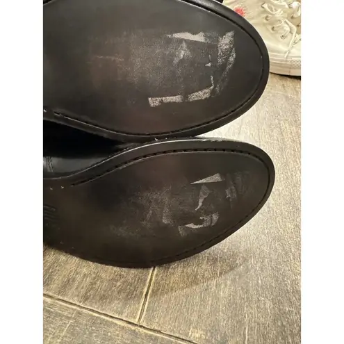 Frye  Melissa Double‎ Sole Button Lug Tall Leather Boot Women's Black Size 6