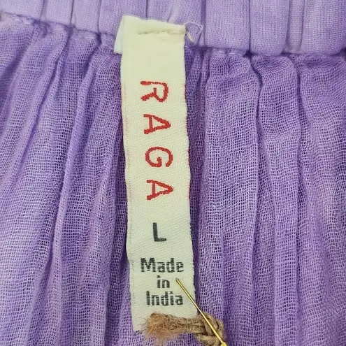 Raga Purple Dyed Flirty Mini Skirt with Crochet Lace Hemline NWT Size Large