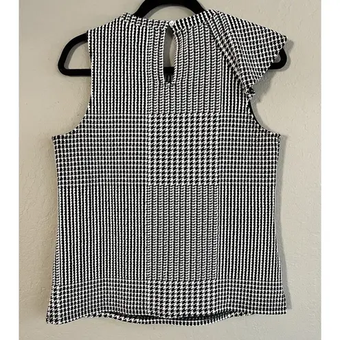 Anthropologie Dolan Callan Ruffled Black/White Houndstooth Sleeveless Top, Small Black