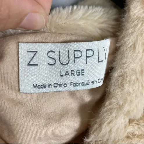 Z Supply  Crop Sherpa Zip up Hoodie cream soft cozy luxurious size large