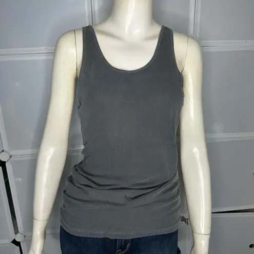 James Perse Ribbed Daily Tank in Carbon Pigment Size 4/XL