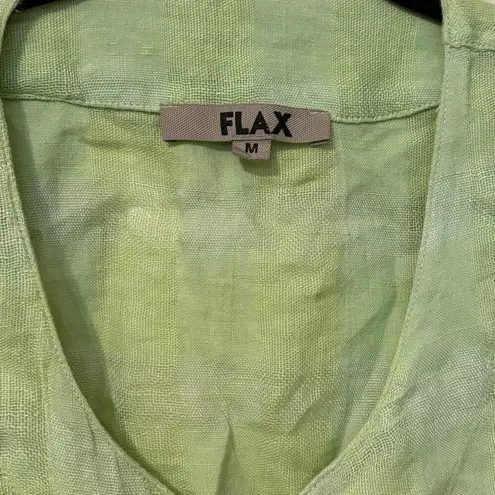 Flax 100% Linen Lime Green Long Sleeve Button Shirt Size Medium