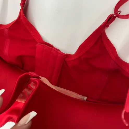 Jezebel  USA Red Lingerie Push Up Bustier Corset Bra Top Size 36D Sexy Intimates