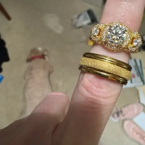 Elegant Gold over moissanite Women's Ring Set size 7