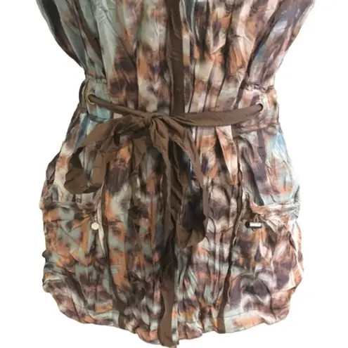 Alberto Makali Vintage Hooded Vest Brown Dyed Effect