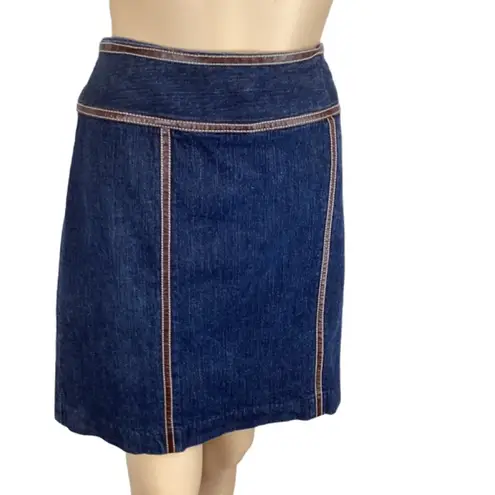 Michael Kors  dark denim faux leather trim skirt size 10