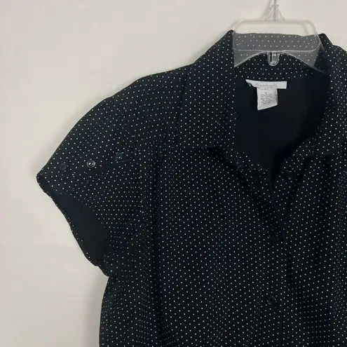 Dress Barn  Polka Dot Button Down Top Size Medium