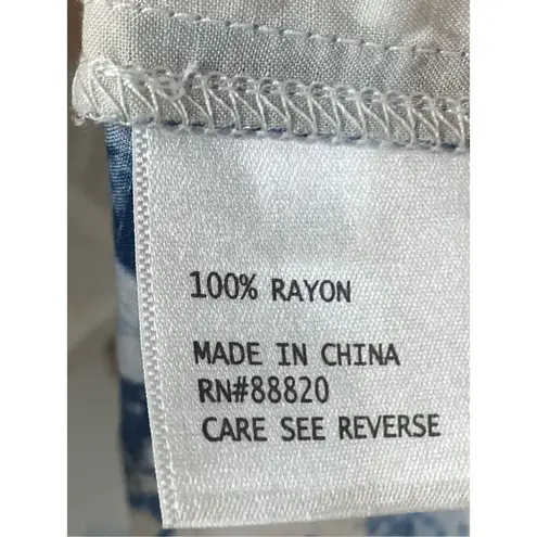 Anne Carson Women's Floral Print Rayon 3/4 Sleeve V-Neck Blouse Multicolor Small