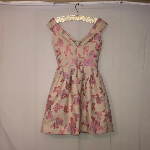 Miss Selfridge Petites Pink Jacquard Floral Dress Vintage 1990s Y2K XS