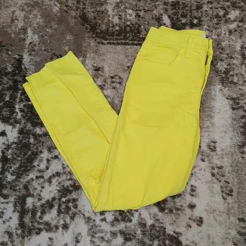 L'Agence Audrina Distressed Neon Yellow Jeans Size 25 Bright Yellow Raw Hem High