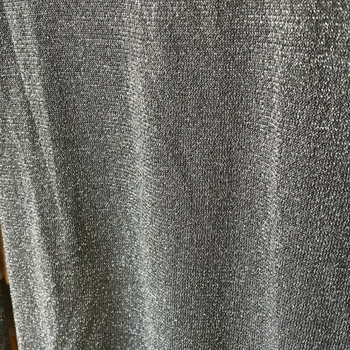 Charlie Paige Silver Metallic Yarn Long Sleeve Gray Tunic Knit Top size Medium