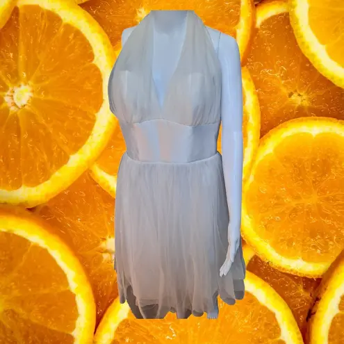 Unique Vintage Unique Vintage Halter Tulle Party Dress White Cocktail Sleeveless Women's