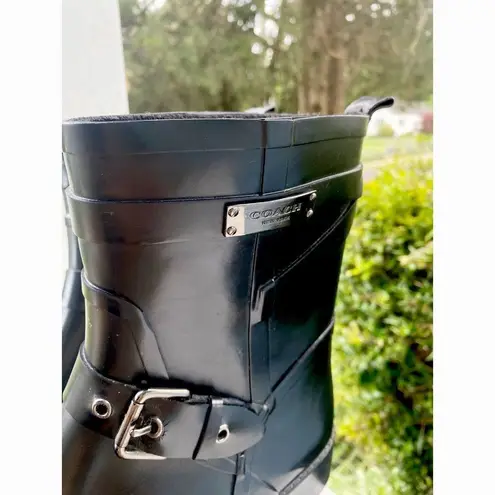 Coach  Black Short Rain Boots with Buckles Size 8