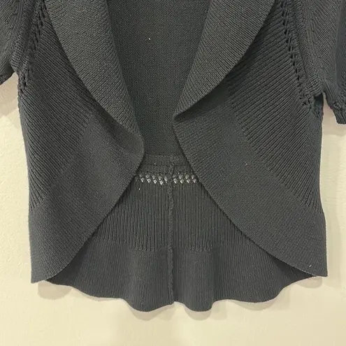 Audrey & Grace Petite Cotton Black Short Sleeve Crop Cardigan/Shawl Sz P/S