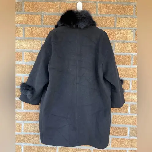 Kobi Halperin X Erte Anisa Fox and Rabbit Fur Combo Coat w/ Crystal Brooches L Black Size L