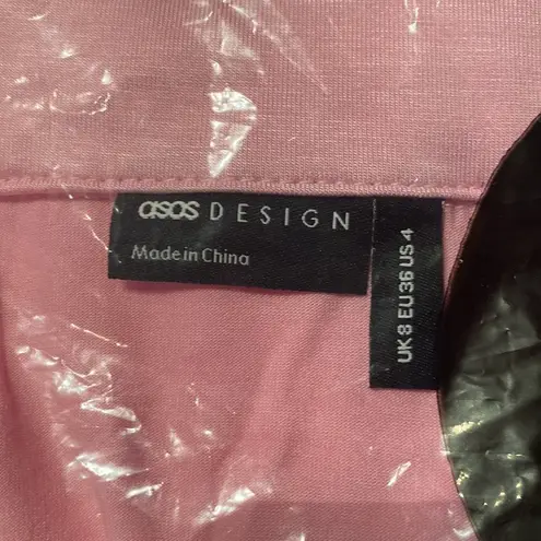 ASOS Design Women’s Long Sleeve Shirt & Pants Pajama Set Pink Piping Size 4 NEW