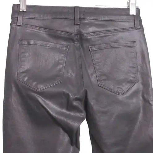 L'Agence Womens Cherie Front Lace Up Skinny Jeans Black Stretch Mid Rise 25 New