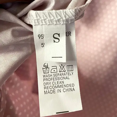 Light Pink & White Polka Dot LightWeight Blouse Size S EUC