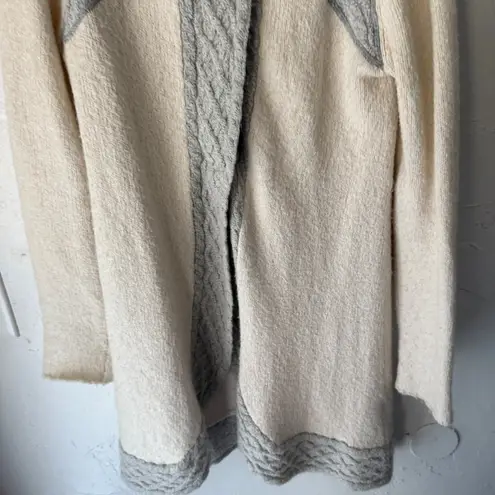 prAna Womens Cream Gray Knit Sweater Coat Cardigan M Angelic Duster Cozy