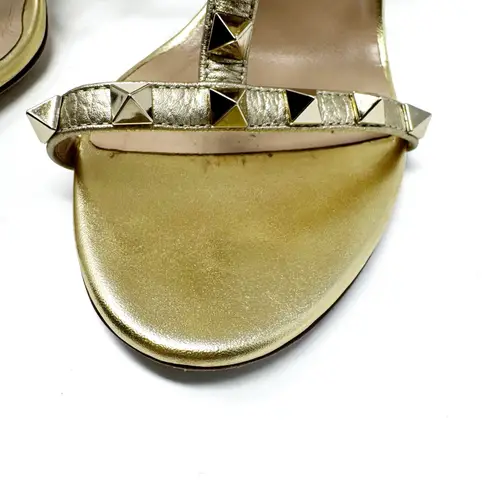 Valentino Garavani Gold Rockstud Strappy Metallic Heels Sandals EU 36