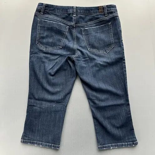 Simply Vera Wang Women’s Blue Dark Wash 10P Petite Mid Rise Capri Stretch Denim