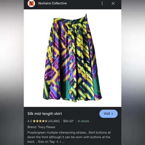 Tracy Reese Silk Mid Length Designer Print Skirt Size 6