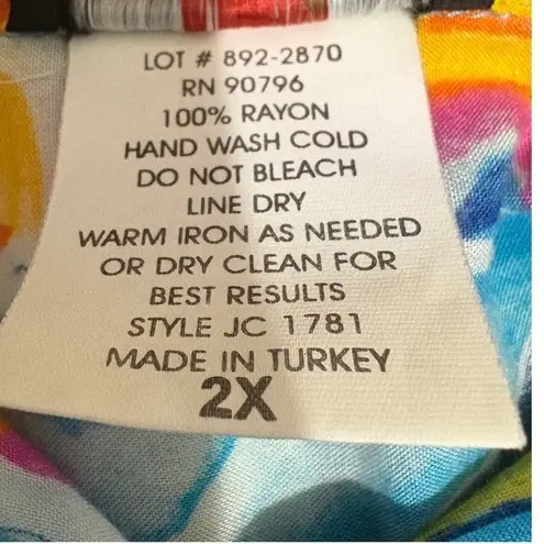 Cherry Creek Womens 2X Rayon Button Tunic Dress Multicolor Geometric Artsy Size XXL