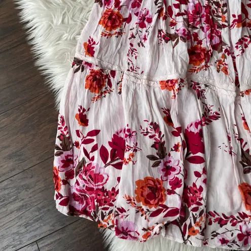 Romantic Gypsy Maternity Floral Crochet Trim Maxi Dress