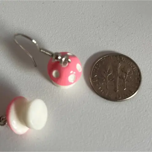 Pink Resin Toad Stool Mushroom Earrings