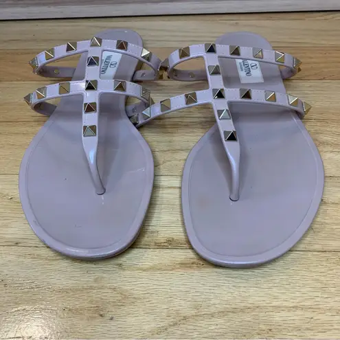 Valentino Garavani Women's Rockstud Flat Rubber Sandals - Size 38 - DAMAGED