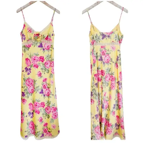 WAYF Floral Yellow midi Dress NEW