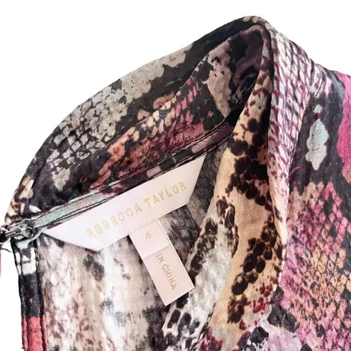 Rebecca Taylor Met Pink Python Snakeskin Print Silk Mini Dress Size 4
