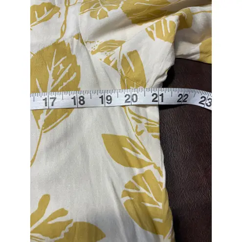 UTSA XXL Viscose Dress Cream Yellow Floral Leaf Print Midi Casual Boho