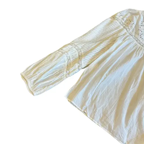 Love Shack Fancy  Badyn Blouse Shirt Button-Down Long Sleeve Boho White Size Large