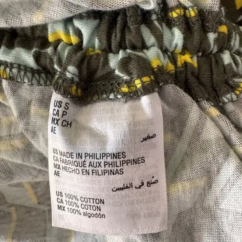 INC Small Top Geometric Surplice V-Neck Cap Sleeve Ruched Stretch Multi