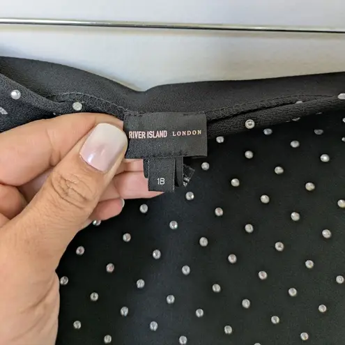 River Island Black diamante bandeau midi dress Sz 18 *Flaw*