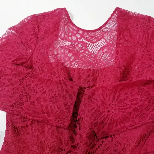 ML Monique Lhuillier Red Lace Fit & Flare Dress Size 6