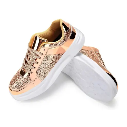 NWT Shiny Gold Glittery Low Top Sneakers