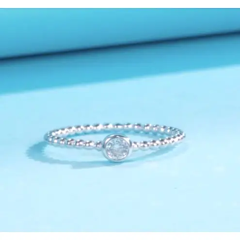 Boutique SALE 14k Platinum Beaded Bezel Diamond Ring, GRA Certificate