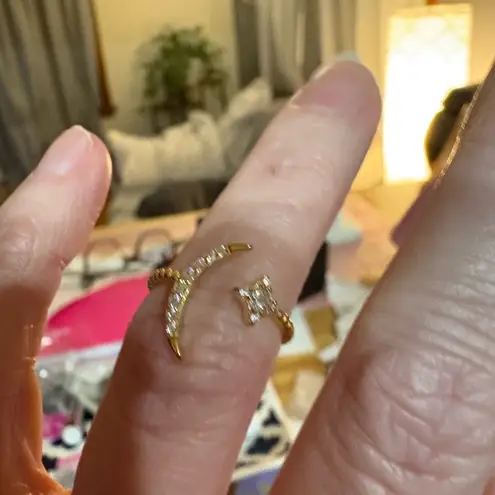 Boutique NEW Crescent Moon & Star Ring | Yellow Gold Plated Sterling Silver