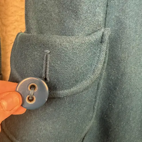 Tulle Coat Womens Large Teal Blue Wool Blend Single Breasted Lined Pockets