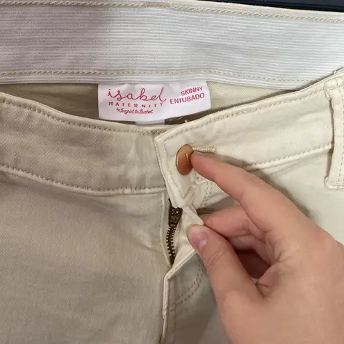Isabel Maternity off white skinny paneled maternity jeans size 4