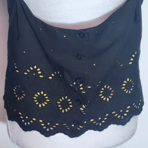 Howard Wolf 90s Vintage Black Crop Top with Cutout Detail and Spaghetti Straps Size M