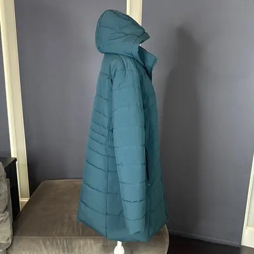 Swiss Tech Women’s Blue Green Puffer Jacket Hooded Quilted Design Size L 12/14 Blue Size L